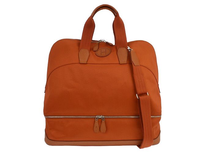 Bolsa de Golfe Hermès em Lona e Couro 47 Laranja