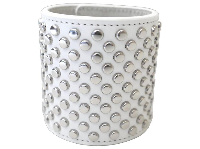 Bracciale in pelle bianca con borchie Junya Watanabe unisex Bianco