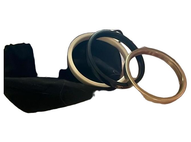 Ensemble de 3 bracelets Chanel Noir Blanc Doré