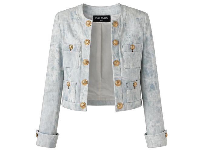 Balmain Jacke aus hellblauer Baumwolle Tie Dye