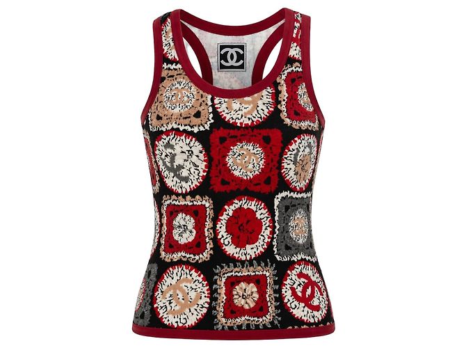 Top de Chanel de algodón con motivos CC Multicolor