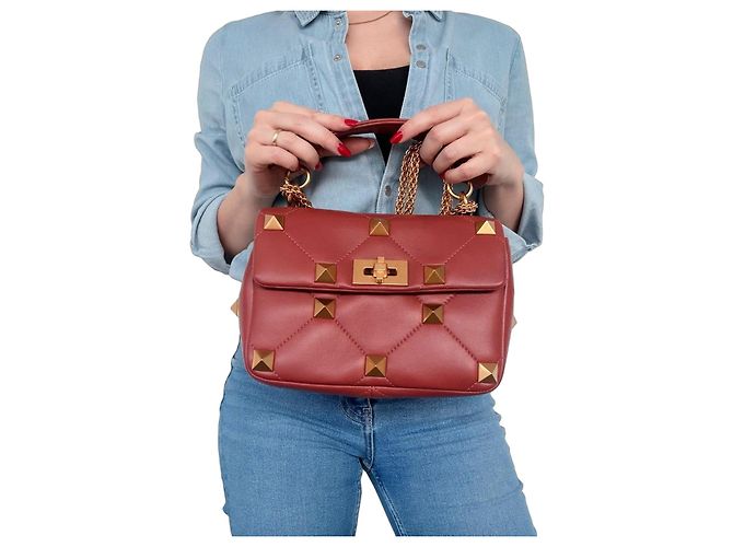 Sac Valentino Garavani Roman Stud cuir marron 
