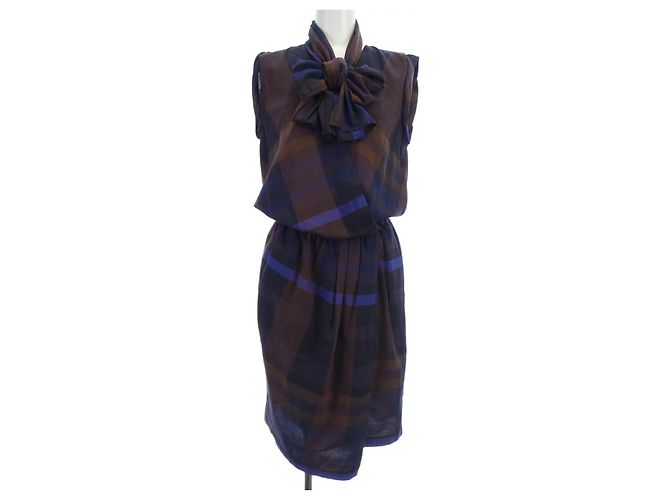 Hermès Hermes Kleid 34 Braun Schwarz Lila