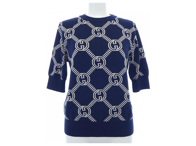 Gucci Wool Knit Blue Beige Navy blue