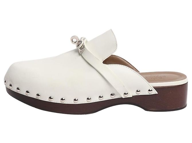 Hermès Mules en cuir blanches Carlotta - taille EU 39