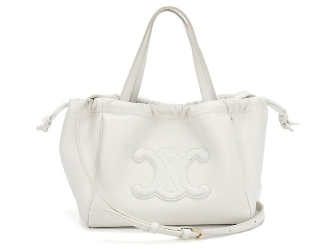 Céline Bolsa de mão cabas pequena com cordão de ajuste Celine Branco