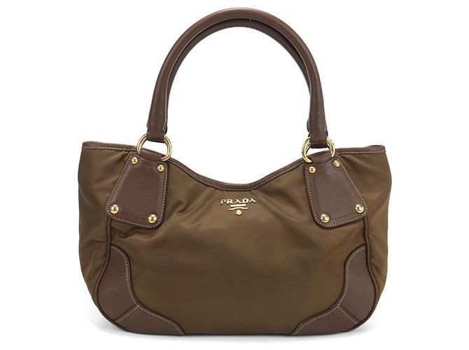 Bolsa tote de nylon marrom Prada