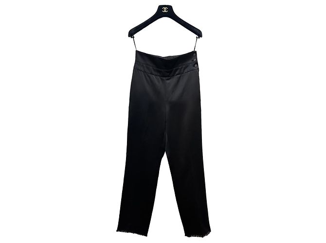 Black satin Chanel pants