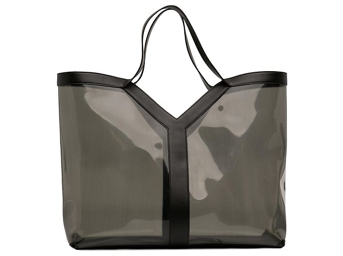 Bolsa Y transparente em PVC cinza maxi da Saint Laurent Marrom
