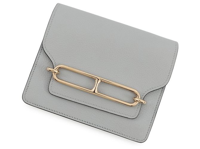 Monedero Roulis de Hermès en Gris Mouette Castaño