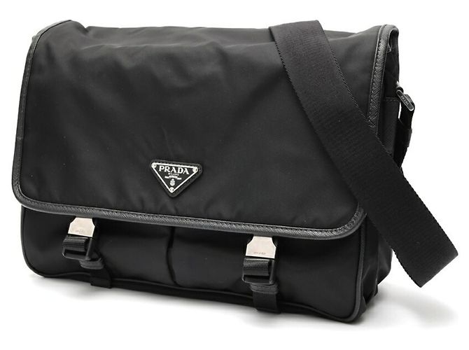 Borsa a Spalla in Nylon e Pelle Saffiano Prada Nero