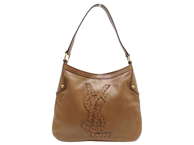 VINTAGE SAC A MAIN YVES SAINT LAURENT RIVE GAUCHE LOGO YSL 147088 HOBO BAG Marron 
