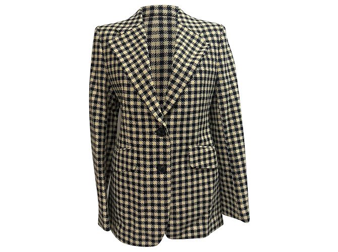 Victoria Beckham Houndstooth Tweed Blazer in Multicolor Polyamide Multiple colors