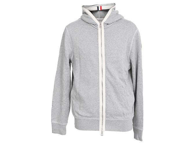 Hoodie com zíper Moncler em algodão cinza