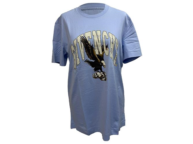Camiseta de algodão azul com estampa de logo de águia Givenchy