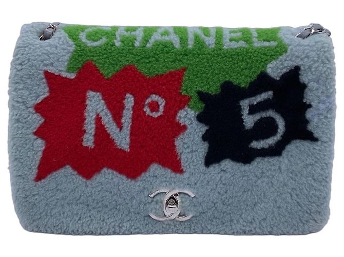 Chanel Bolsa de Corrente Cf Jumbo Cinza Lã e Couro