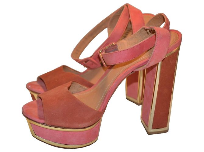 Sandali Schutz rosa e oro in pelle di cervo