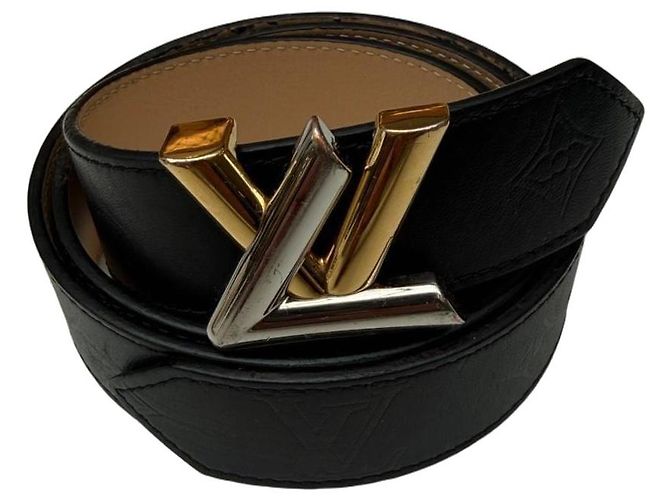 Louis Vuitton LV Twist Monogram Leder Initiales Gürtel Schwarz