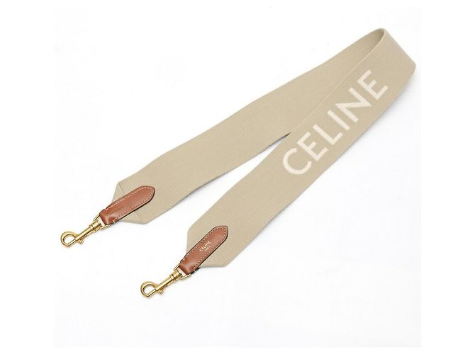 Céline Celine Jacquard Shoulder Strap 49S02 White Beige