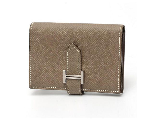 Tarjetero Mini Bearn de Hermès en Gris Etoupe Gris pardo