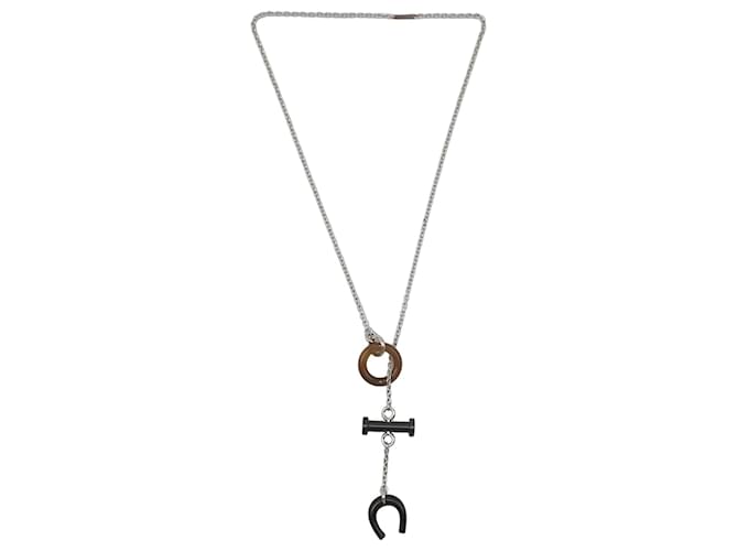 Hermès Collier Métallique Mobile Équestre, Corne de Buffle Marron clair Marron foncé 