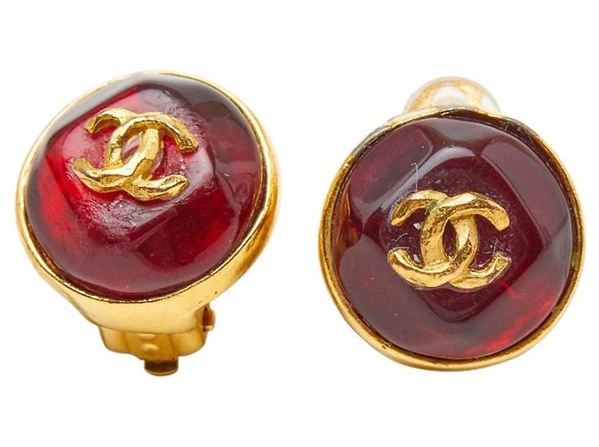 Orecchini Chanel Coco Mark Gripoix Rosso D'oro 