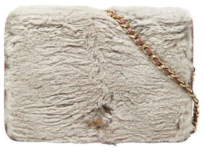 Bolsa de ombro Chanel Coco Mark Wallet Chain Marrom Rosa