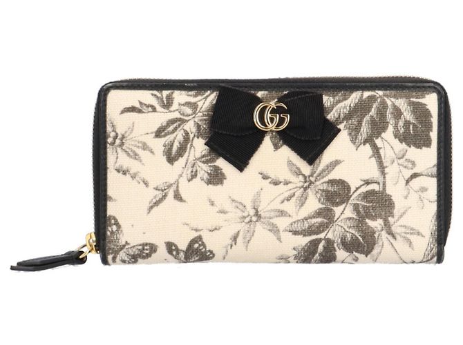Gucci Herbarium Print Canvas Wallet Black Beige