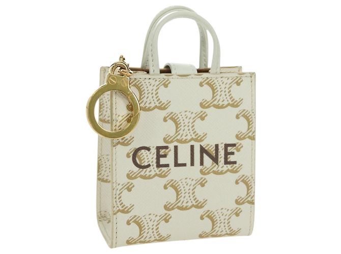 Céline Charm per borsa in tela Macadam Micro Vertical CELINE PVC Bianco Oro Auth 175660M D'oro