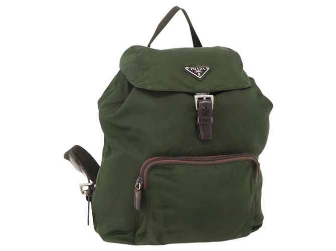 PRADA Backpack Nylon Green Auth 174836