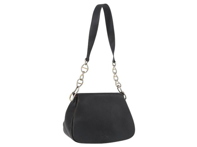 Borsa a Spalla con Catena Prada in Pelle Nera e Oro Auth mr2300 Nero D'oro