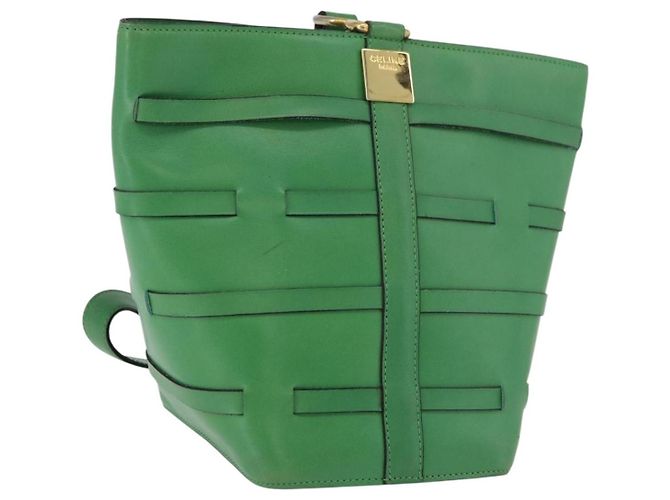 Céline Borsa a Spalla CELINE in Pelle Verde Oro Auth 175580A D'oro