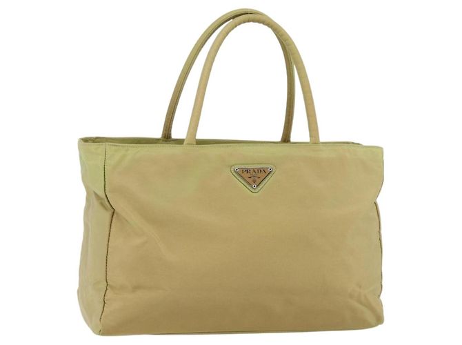 PRADA Sac à main en nylon beige argent authentique ti3872 Argenté