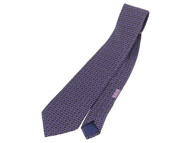 Hermès HERMES Necktie Silk Navy Auth 174890A Navy blue 