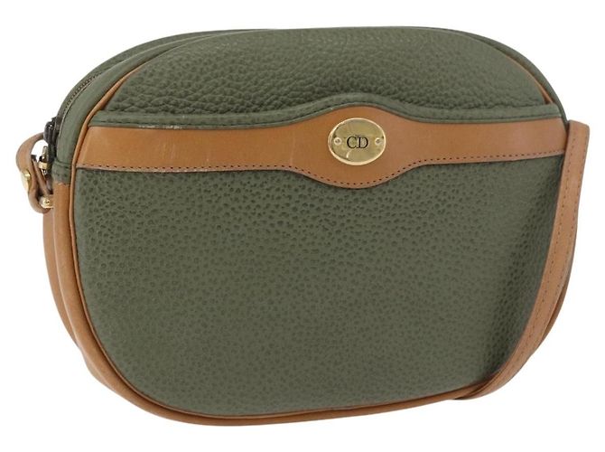 Borsa a Spalla Christian Dior in Pelle Verde Oro Auth BA12145 D'oro
