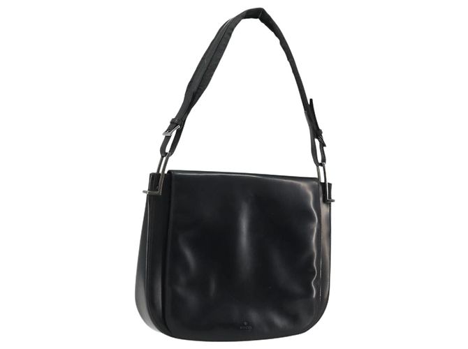 Sac à épaule en cuir noir et argent GUCCI 001 3195 Auth 176586 Argenté