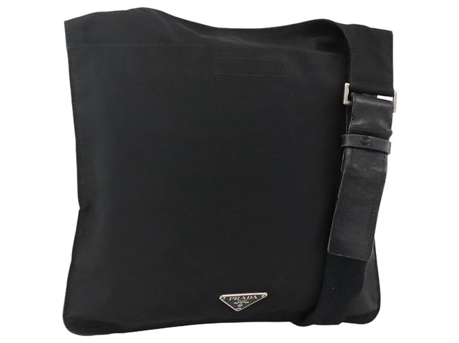 Borsa a Spalla PRADA Nylon Nero Argento Autentica 175183
