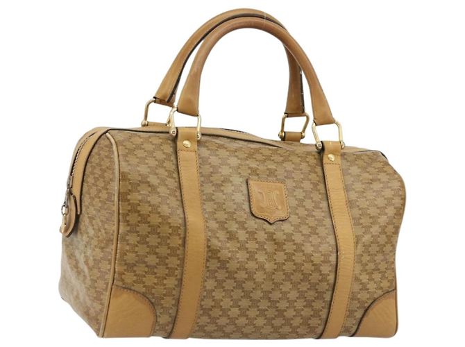 Céline Bolso de mano de lona Macadam CELINE PVC Beige Oro Auth ka3954 Dorado