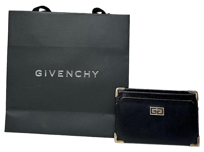 Porta-cartões de couro vintage Givenchy preto
