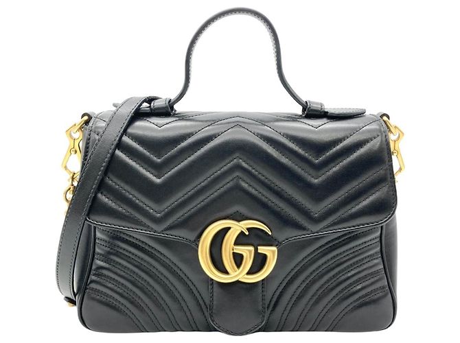 Gucci GG Marmont schwarze Lederhandtasche
