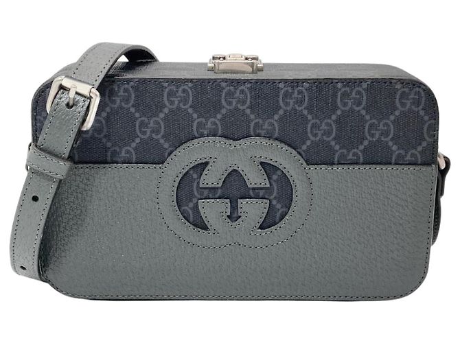 Bolsa de Ombro Gucci Cutout Interlocking G Marrom Preto