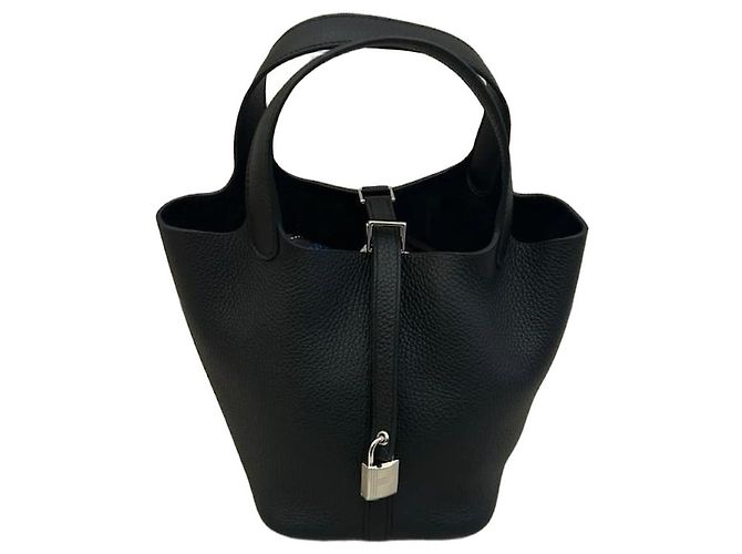Hermès Picotin Lock 18 em couro preto com paládio