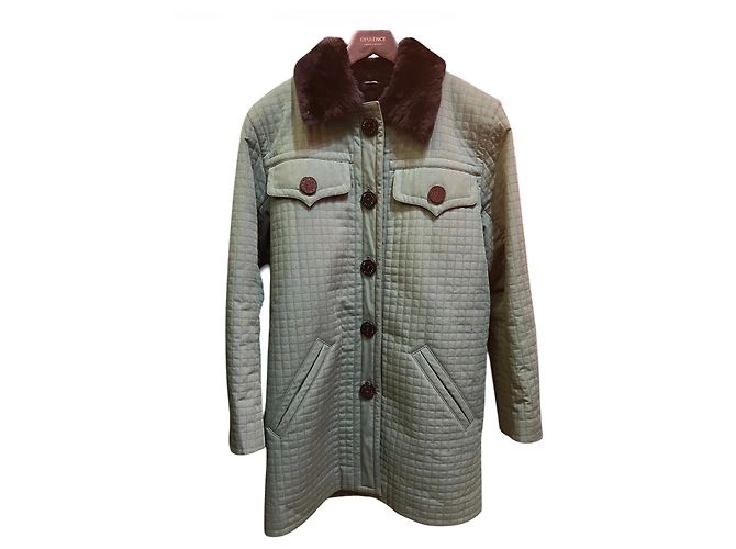 Cappotto in pelliccia verde e nero Yves Saint Laurent