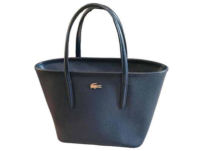 Bolsa Tote Lacoste Azul Marinho em Couro