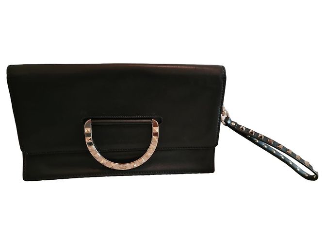 Clutch Valentino Garavani Rockstud in Pelle Nera Nero