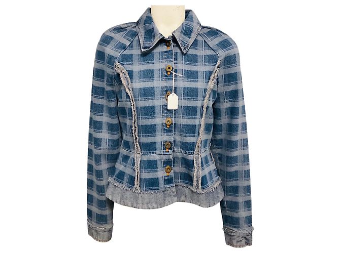 Autre Marque Blaue Alfie Karo-Denimjacke von Molly Goddard