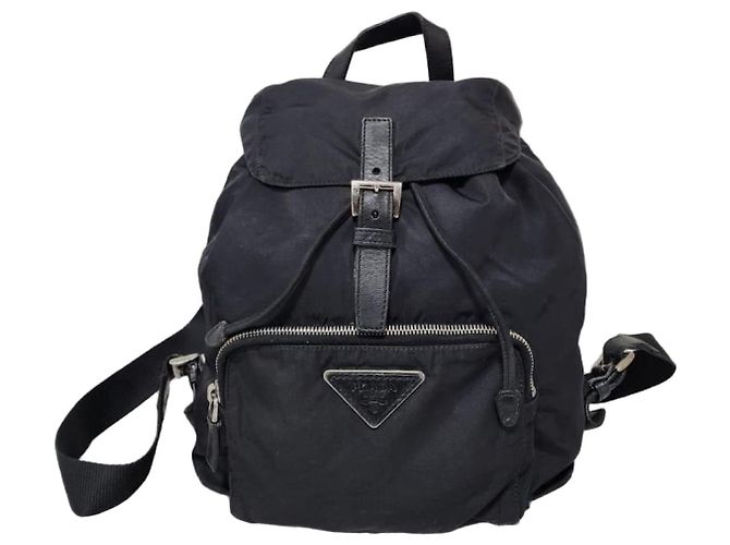 PRADA Vintage Tessuto Nylon Vela Cinch Backpack Black