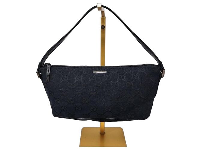 Borsa da barca in tela GG Gucci con tracolla Web Nero