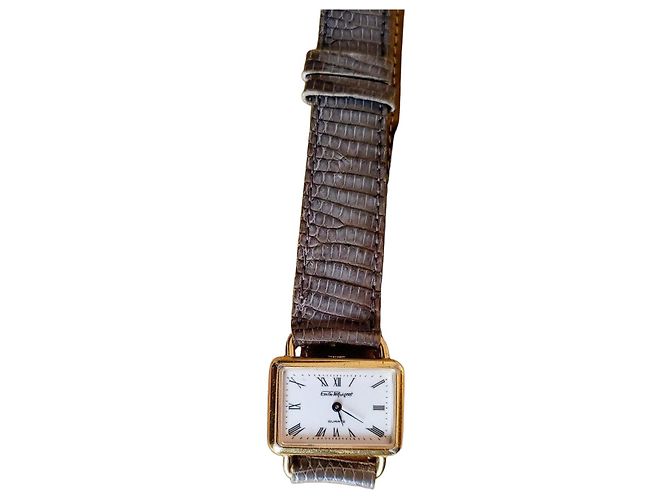Autre Marque Relógio de quartzo Emile Pequignet com pulseira de lagarto Marrom Dourado
