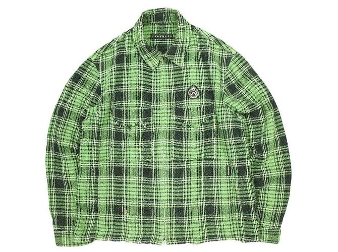 Autre Marque Camicia a zip a quadri roarguns in cotone e poliestere Verde